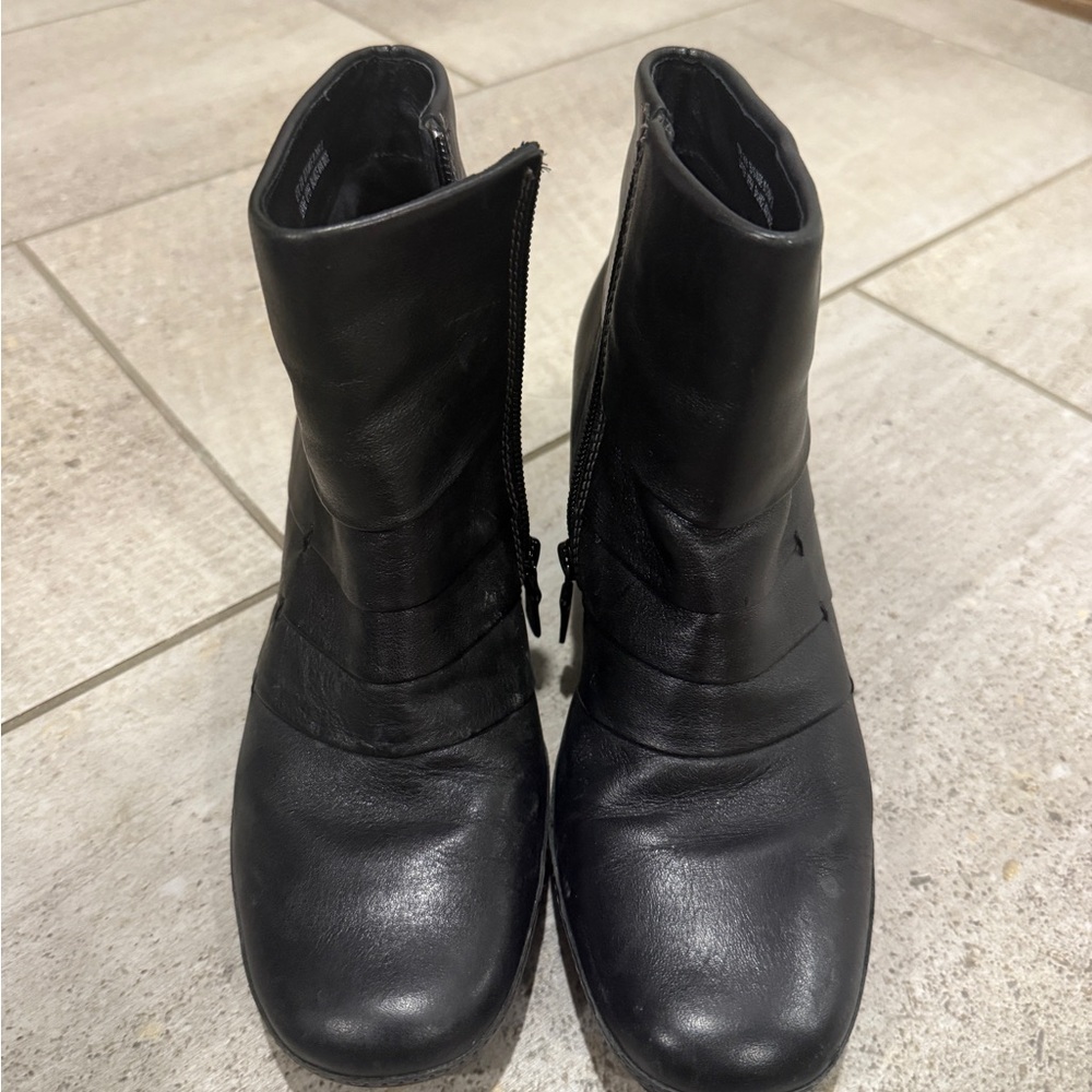 Clarks Black Leather Ankle Booties